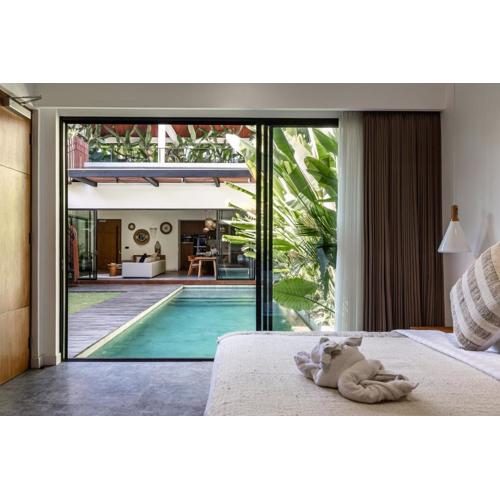 4BR NEW Luxe 350m to BEACH villa I KIDS stay free I Living panoramic windows I AC I 9 meters pool