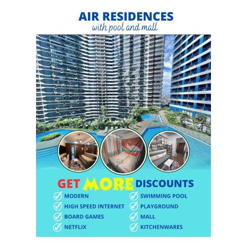 Apartment Condo in Air Residences Makati wifi Netflix Disney, pool & mall
