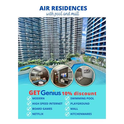 Apartment in Air Residences, Makati with wifi, Netflix, pool, mall and more