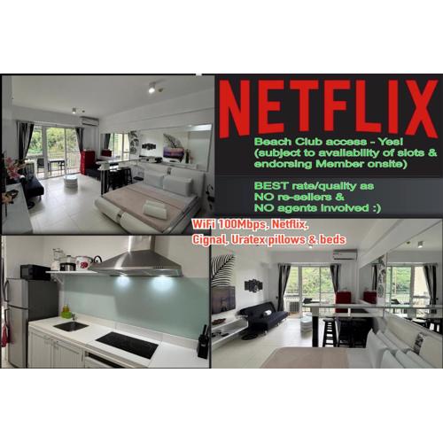Beach condos at Pico de Loro Cove - Wi-Fi & Netflix, 42-50''TVs with Cignal cable, Uratex beds & pillows, equipped kitchen, balcony, parking - guest registration fee is not included