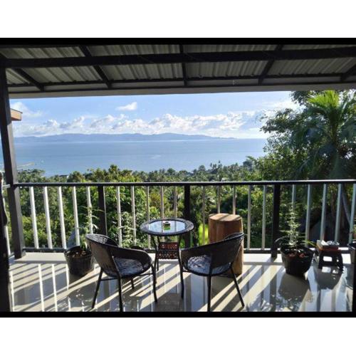 Blue and green apartments