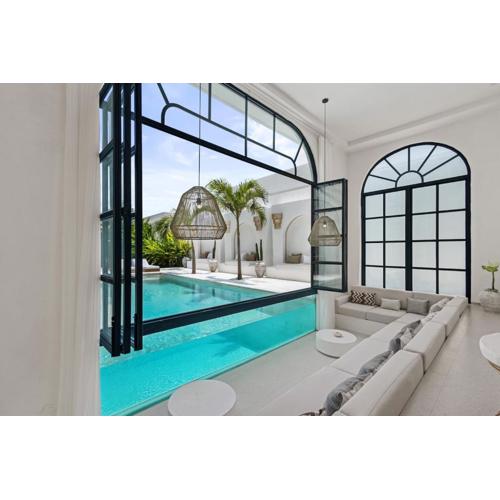 Chic All-White Villa with Pool and Fire Pit