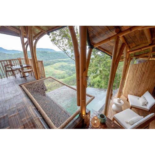 Cliffside Bamboo Treehouse with Heated Pool and View