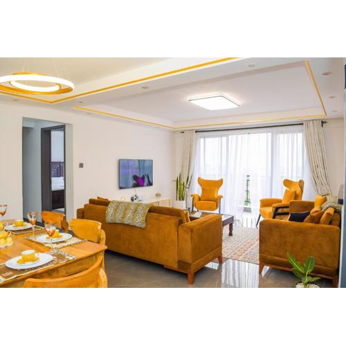 comfort three bedroom apartment with Dsq ,a Gym, rooftop football pitch, coffee house, restaurant, garden and child play area