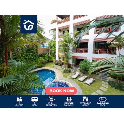 Cozy 1BR Poolside Apartment with Scenic Balcony C132