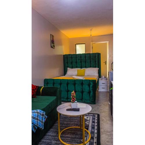 DefiniteHomes2 - Fully furnished studio apartment with a rooftop restaurant near JKIA Airport, SGR Terminus, Downtown Nairobi