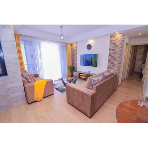 executive newly furnished apartment with ample parking space,heated swimming pool ,modern equipped gym and, child play area and a relaxing rooftop with amazing scenic views