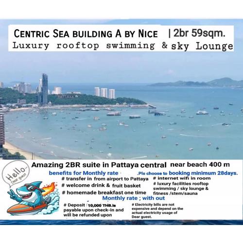 Family suite 2bedroom Central Pattaya Near beach 450 M