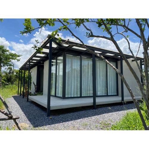 Industrial-style, brand new house by small lake