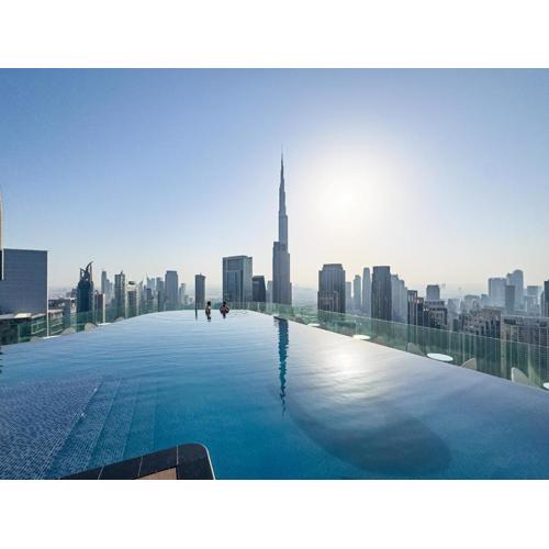 Infinity Rooftop Pool with Full Burj Khalifa View