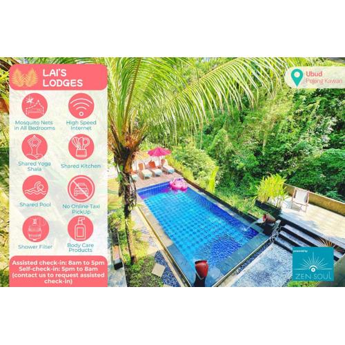 Lai's Lodges - Quiet Jungle Retreat w River & Jungle Views, 4Km to Central Ubud