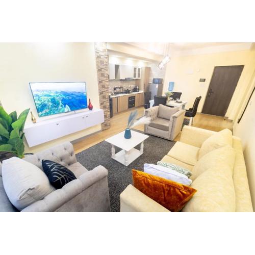 lovely one bedroom apartment with swimming pool, fully equipped gym ample parking space and relaxing rooftop with breathtaking views