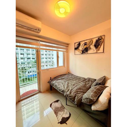 Modern Double-Sized Bed with Netflix & Pool View