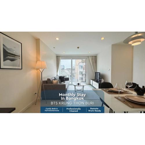 Modern Stay Near ICONSIAM l Steps to BTS Krung Thon Buri l Ultra Fast WiFi