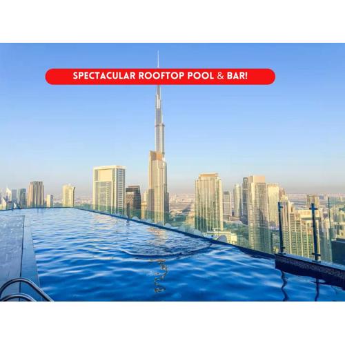New Luxury SeaView 2Bed - Spectacular Rooftop Infinity Pool, Bar & Burj Views!