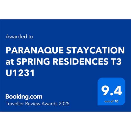 PARANAQUE STAYCATION at SPRING RESIDENCES T3 U1231