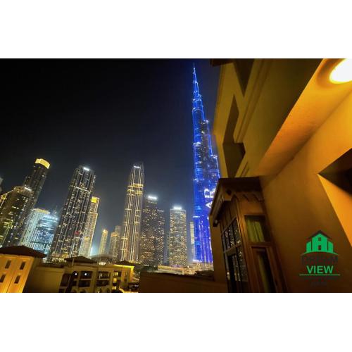 Partial Burj Khalifa View from Balcony, One bedroom and one Maid Room Apartment, souk al Bahar, Dream View Holiday