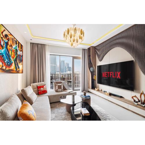 Pool side view at Dubai Creek Harbour by DuStay