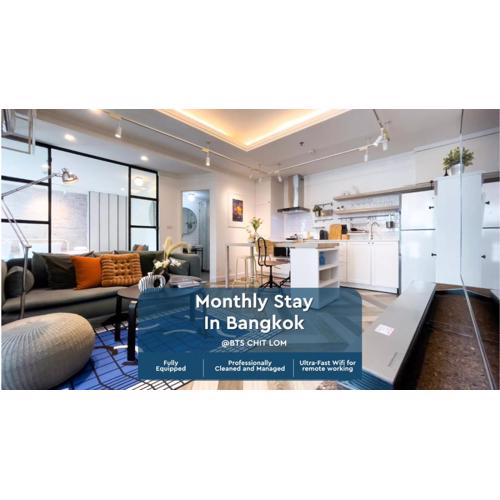 Prime Chidlom 50sqm l Large Kitchen l Walk to BTS l Wifi