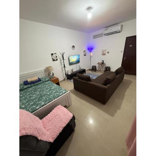 Room with toilet and tv for couple
