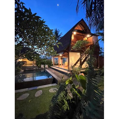 Shri Wedari Private Pool with Ricefield View