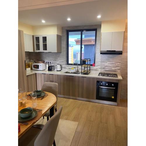 spacious elegant two bedroom apartment with amazing scenic views, heated swimming pool,free parking space and modern equipped gym