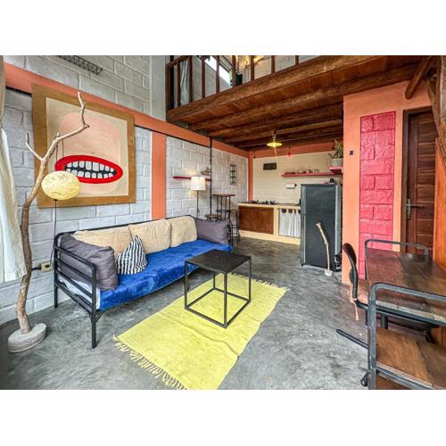 Stylish 1BR Mezzanine Loft with Shared Pool, Gym and Private Kitchen in Canggu