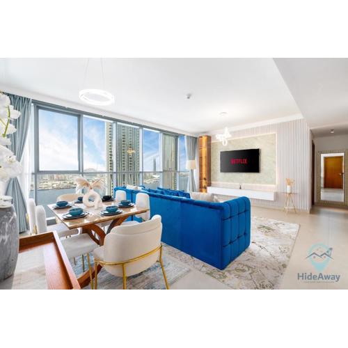 Waterfront Breathtaking 2BR Pool Burj Views Sleeps 7
